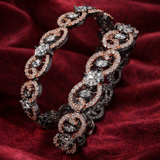 Elegant bracelet with diamonds on a red fabric background