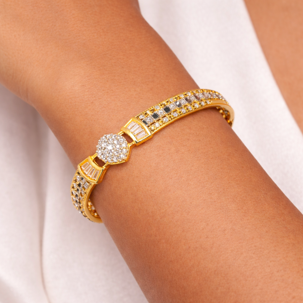 Elegant gold and diamond bangle
