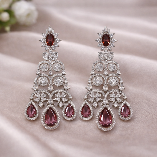 Elegant profile with chandelier earrings