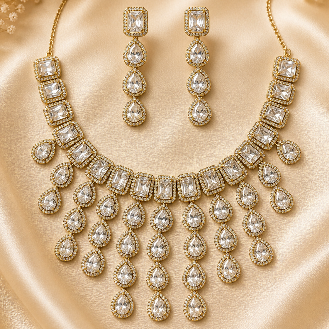 golden-toned statement jewellery set