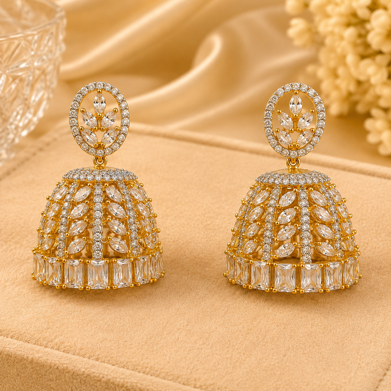 Ratnavali Jewels gold-plated American diamond bridal choker necklace set