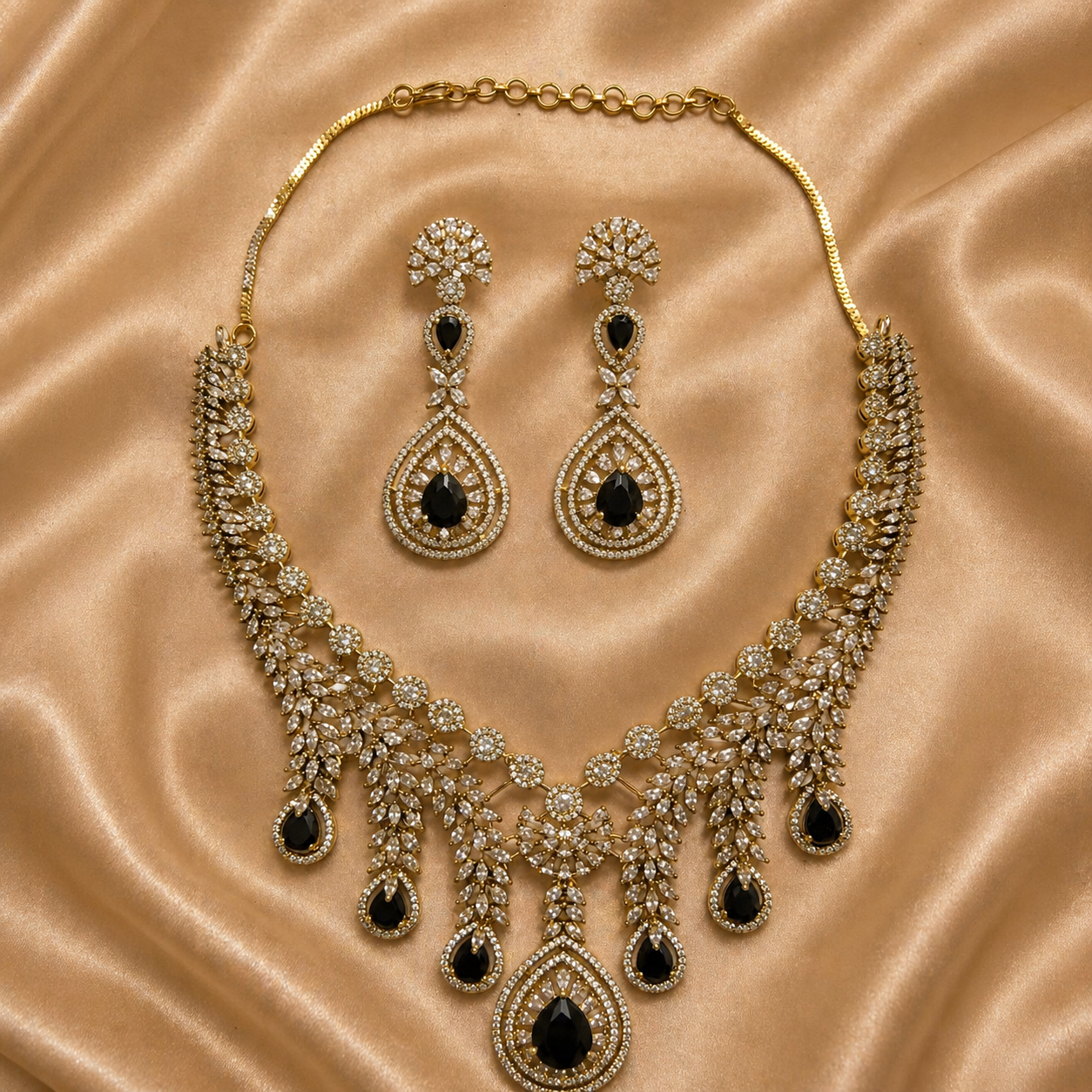 Fida gold-plated AD stone-studded jewelry