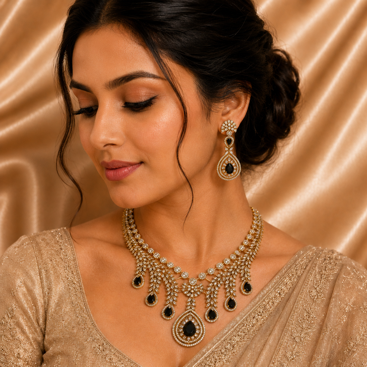 Fida gold-plated AD stone-studded jewelry